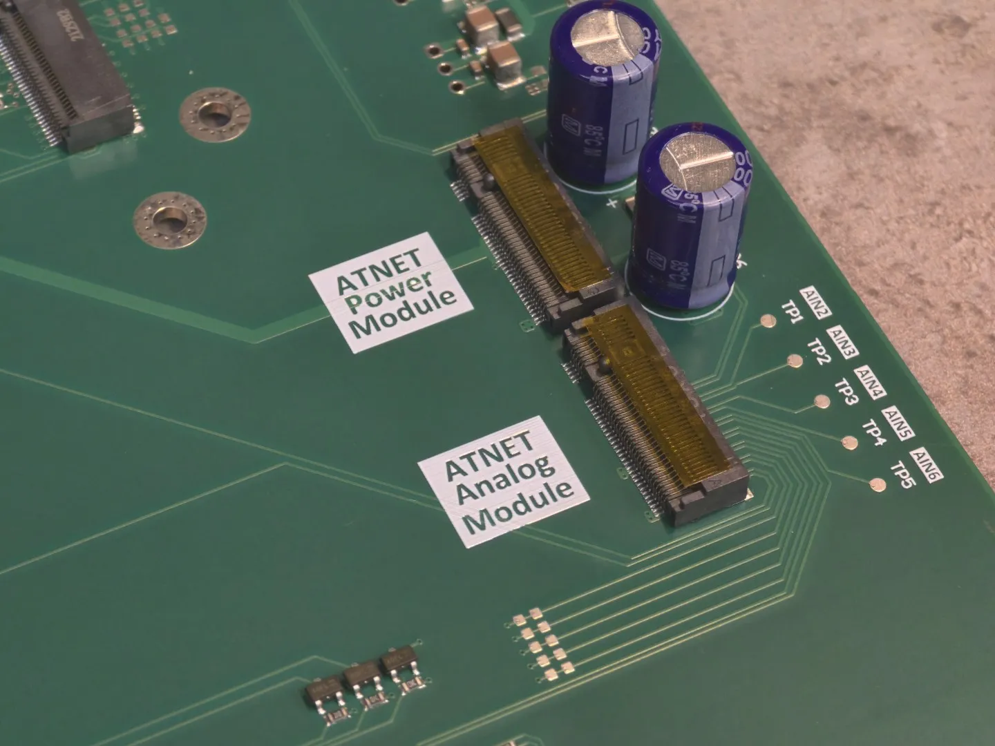 ATNET power and analog modules on a carrier board